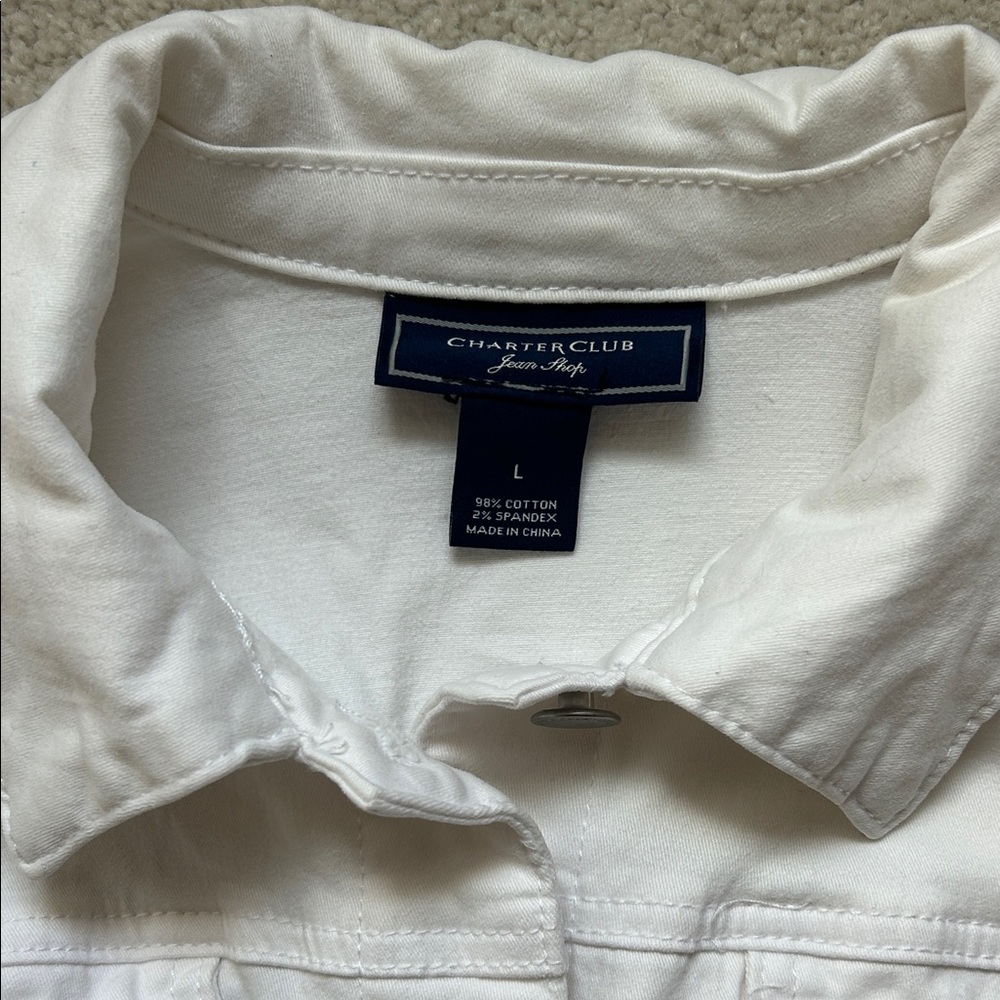 Women’s Charter Club White Denim Jacket with Button Front Size L - Picture 5 of 10